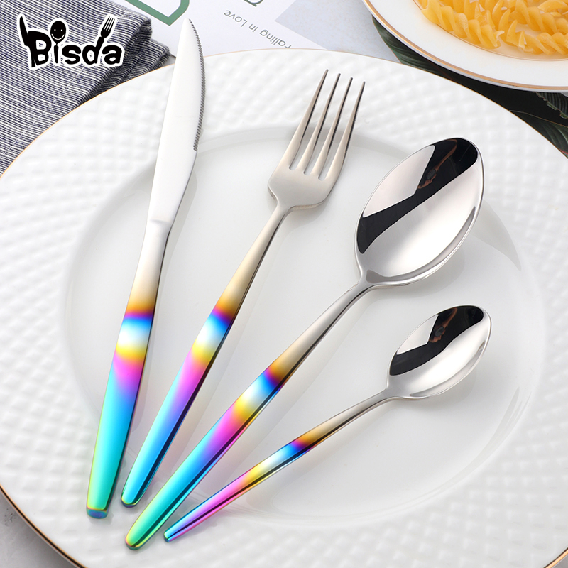 Gold Plated Cutlery - 레인보우 Flatware 세트 골드 칼 세트