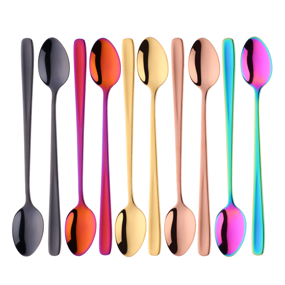 Gold Plated Cutlery - 스테인레스 스틸 아이스크림 숟가락 무지개 빛깔의