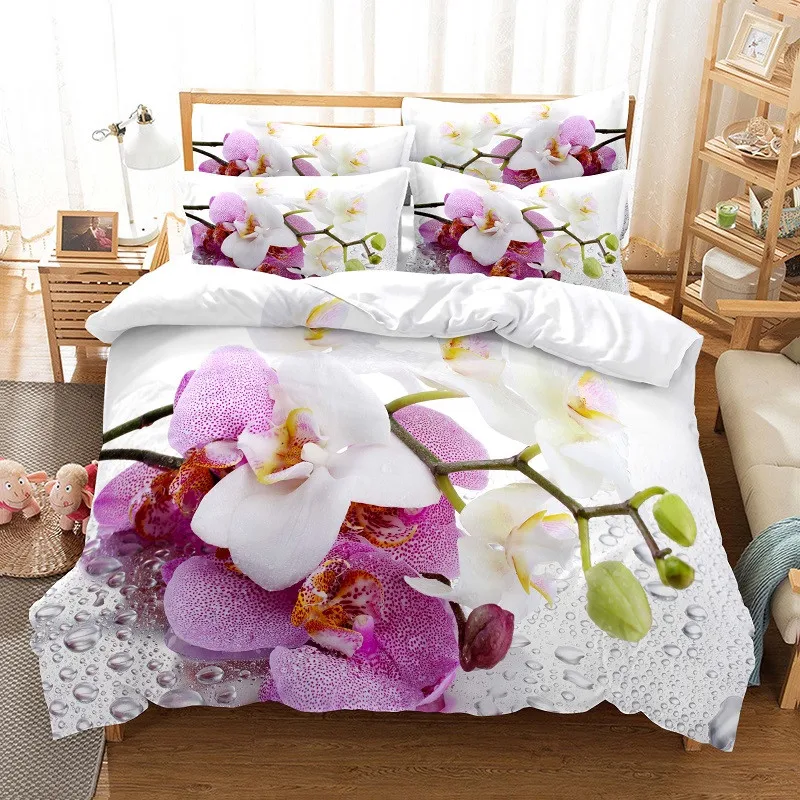 Linen Duvet Cover - 꽃 침구 세트 이불 커버 세트