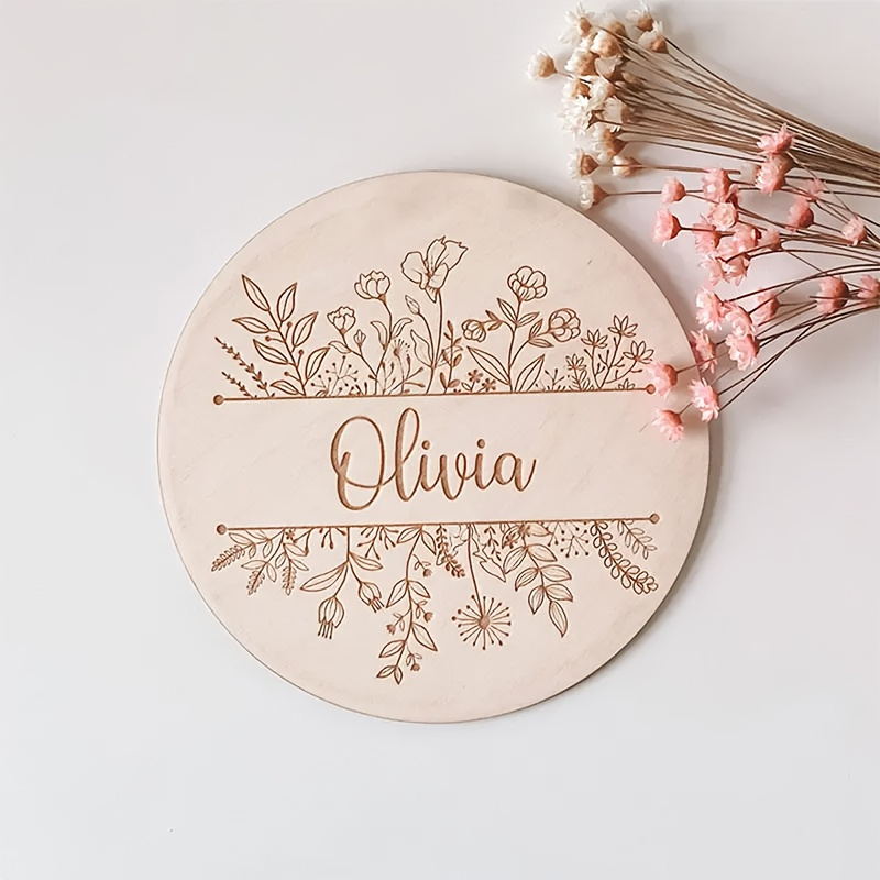 Personalized Engraved Gift - 개인 맞춤 꽃무늬 이름 각인 명판,