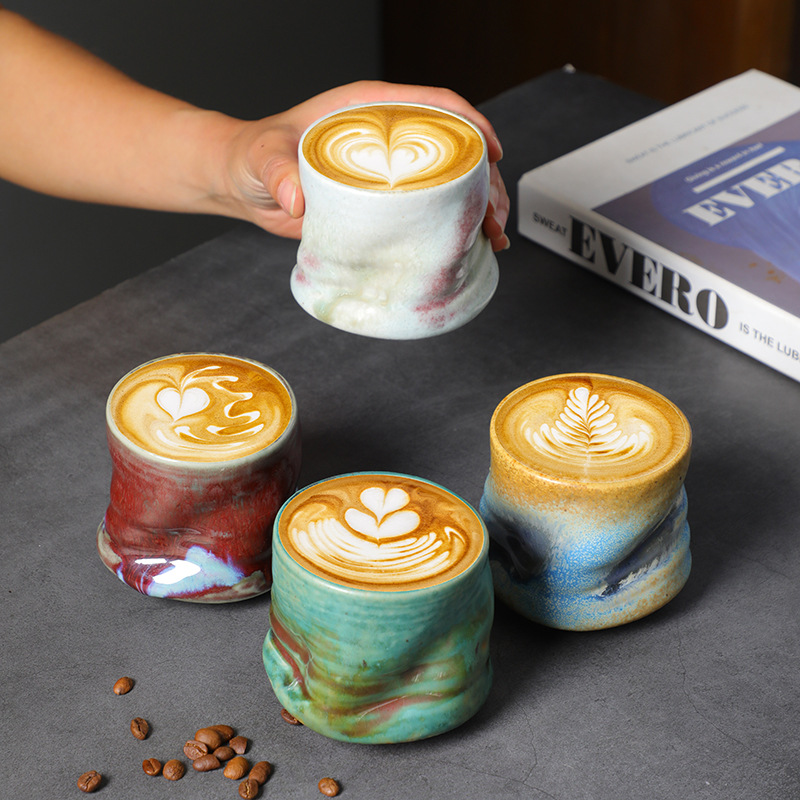 Handmade Ceramic Mug - 석기 에스프레소 컵 빈티지 손으로 꼬집은