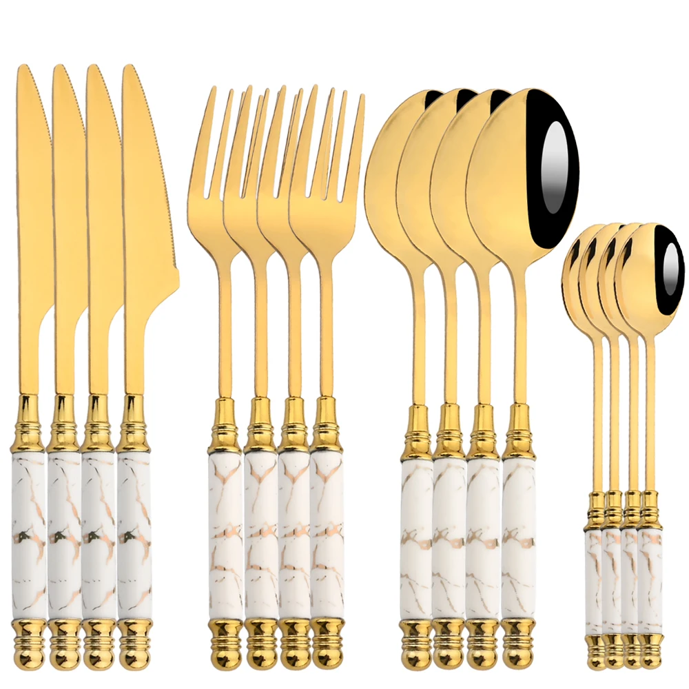 Gold Plated Cutlery - 16Pcs 식기 세트 칼 붙이 세트