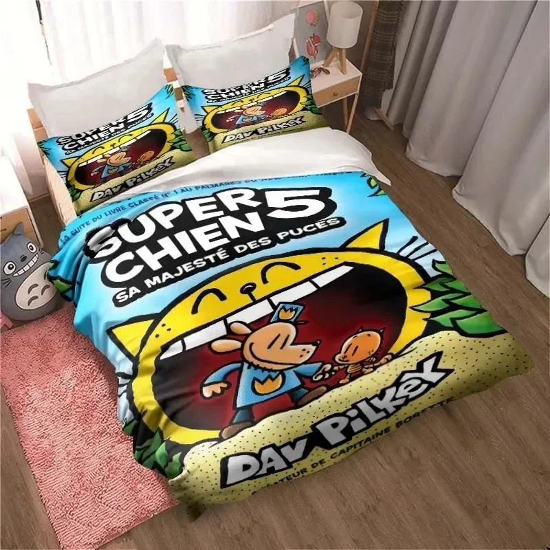Linen Duvet Cover - 독맨 귀여운 만화 패턴 프린트 침구