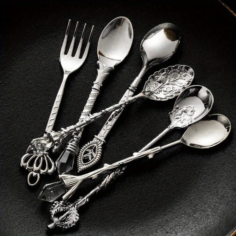 Gold Plated Cutlery - 6pcs 빈티지 숟가락 포크 로얄 스타일