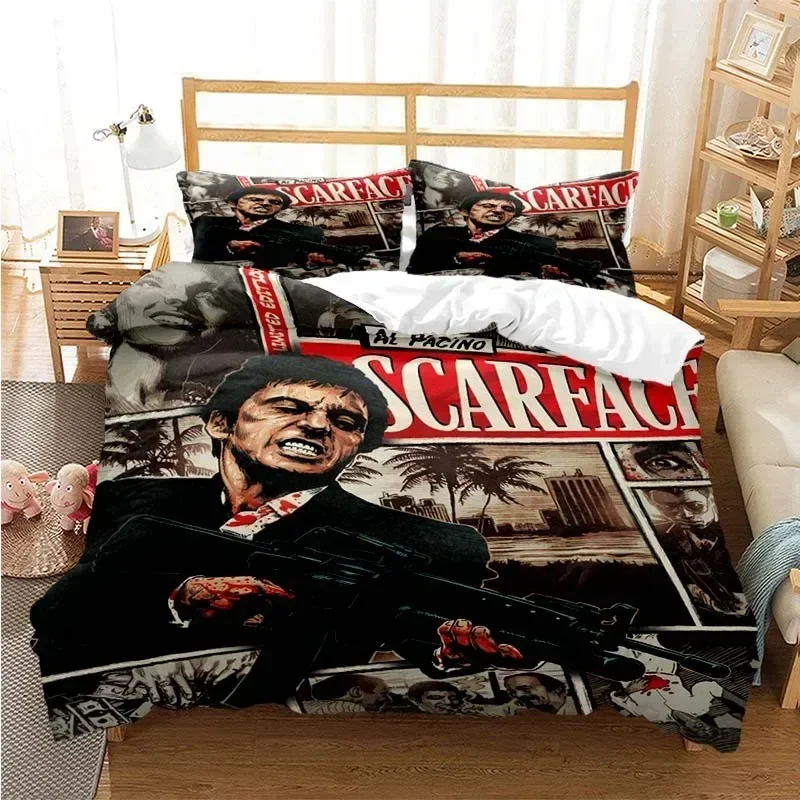 Linen Duvet Cover - 토니 몬타나 스카페이스 프린트 침구 세트