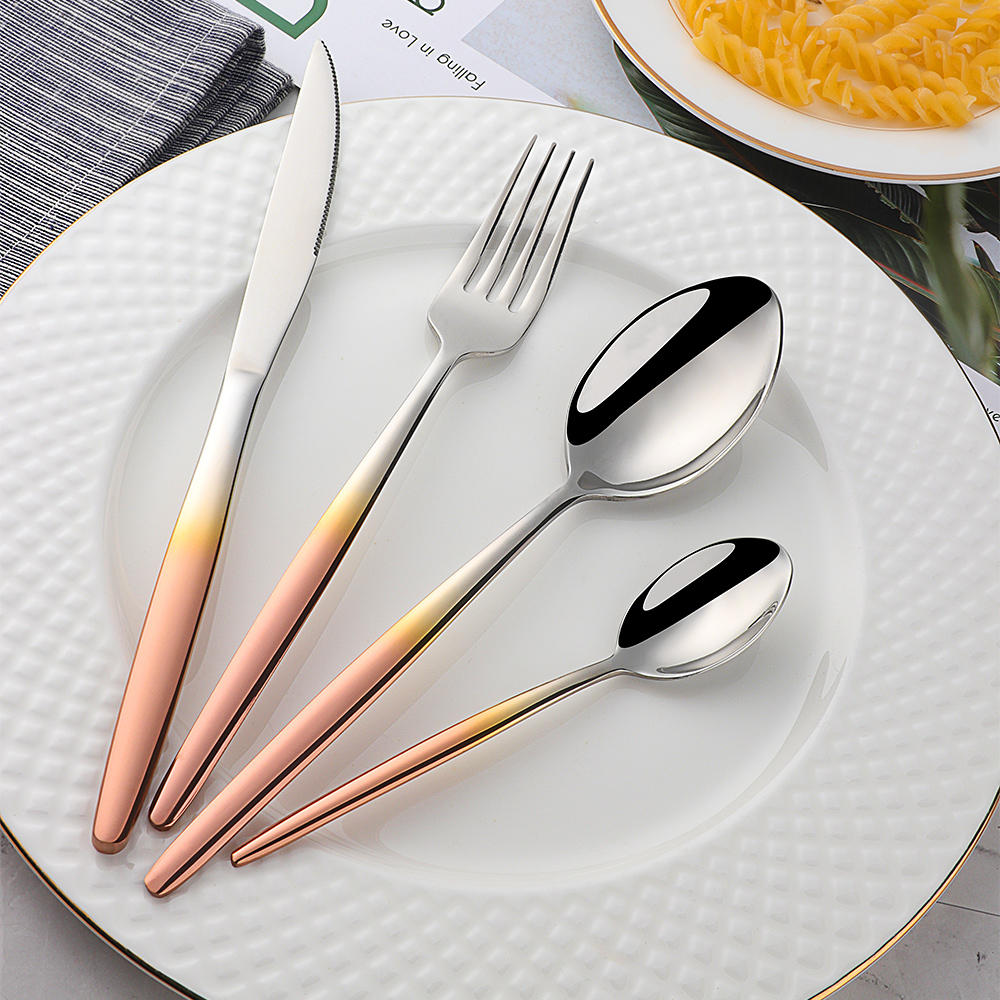레인보우 Flatware 세트 골드 칼 세트 스테인레스 - Gold Plated Cutlery 리뷰 및 가격