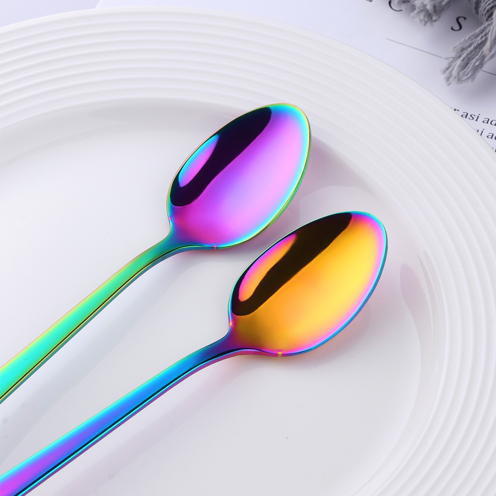 스테인레스 스틸 아이스크림 숟가락 무지개 빛깔의 레인보 - Gold Plated Cutlery 리뷰 및 가격