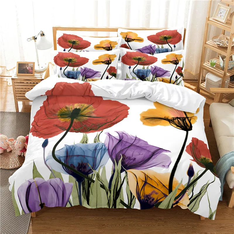 꽃 침구 세트 이불 커버 세트 3d 침구 디지털 인쇄  - Linen Duvet Cover 리뷰 및 가격