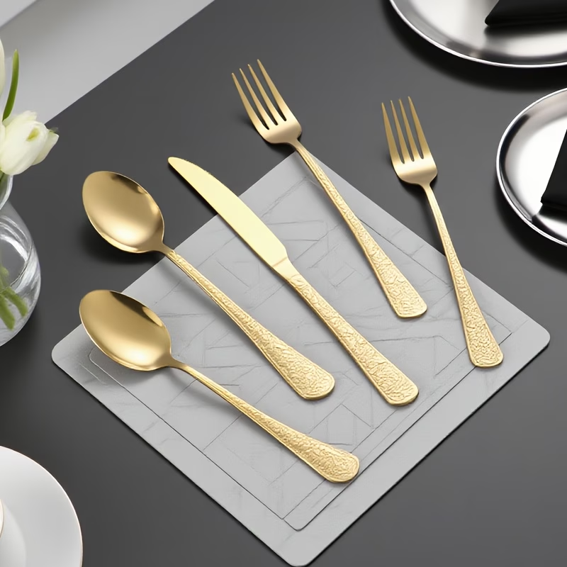 30피스 스테인리스 스틸 금도금 수저 세트, 양각 꽃무 - Gold Plated Cutlery 리뷰 및 가격