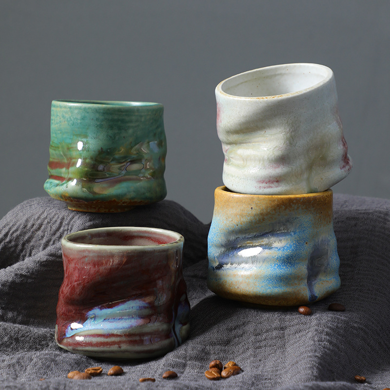 석기 에스프레소 컵 빈티지 손으로 꼬집은 주름진 라떼  - Handmade Ceramic Mug 리뷰 및 가격