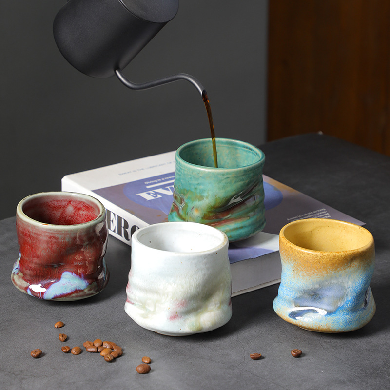 석기 에스프레소 컵 빈티지 손으로 꼬집은 주름진 라떼  - Handmade Ceramic Mug 리뷰 및 가격