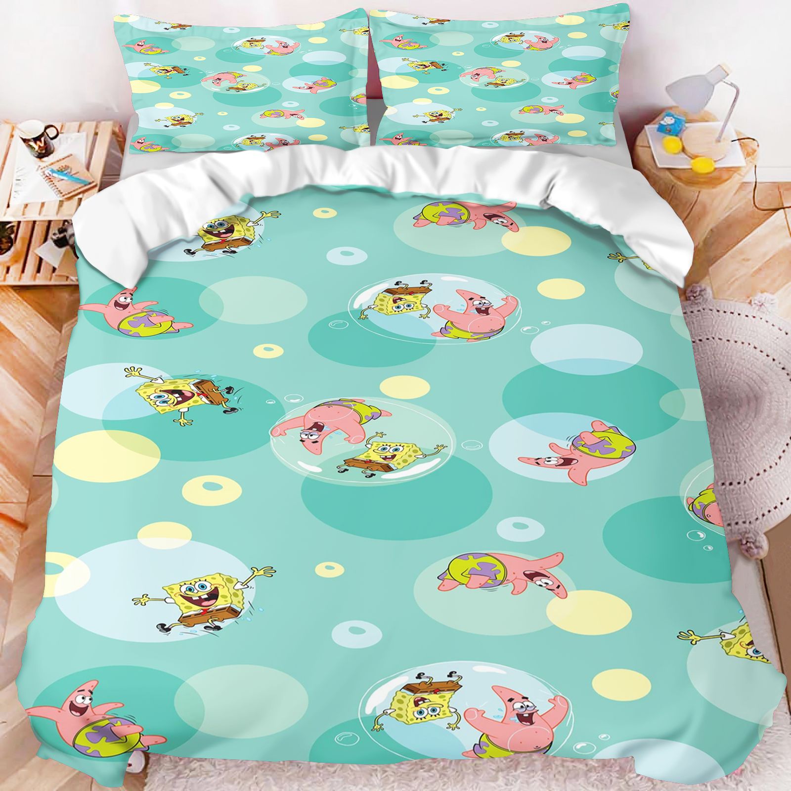 스폰지밥 스퀘어팬츠 모든 캐릭터 침구 세트 이불 커버  - Linen Duvet Cover 리뷰 및 가격