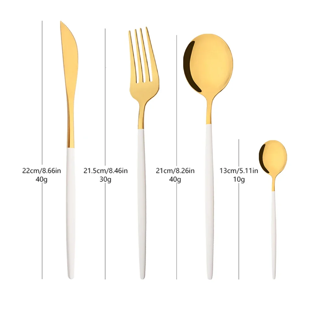 16/24/32/48Pcs 식기 세트 화이트 골드 디너 - Gold Plated Cutlery 리뷰 및 가격