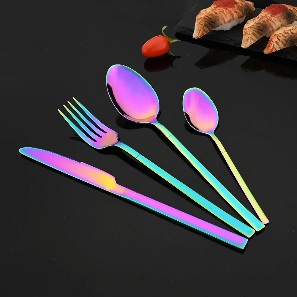 16Pcs 블랙 골드 커트러리 세트 스테인레스 스틸 식 - Gold Plated Cutlery 리뷰 및 가격