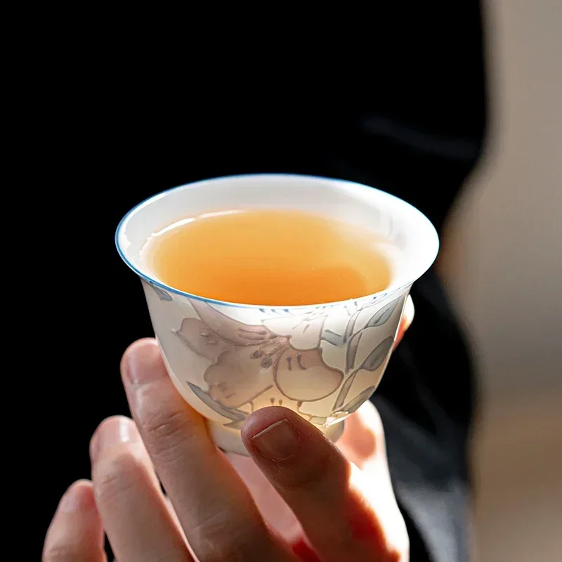 중국 고급 손으로 그린 세라믹 찻잔, 입체 릴리프 꽃, - Handmade Ceramic Mug 리뷰 및 가격