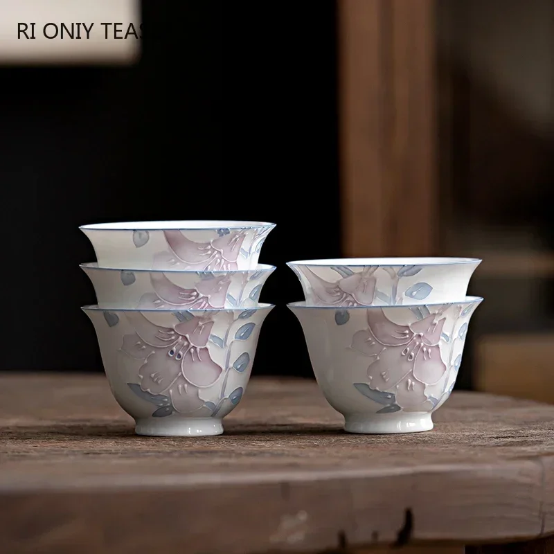 중국 고급 손으로 그린 세라믹 찻잔, 입체 릴리프 꽃, - Handmade Ceramic Mug 리뷰 및 가격
