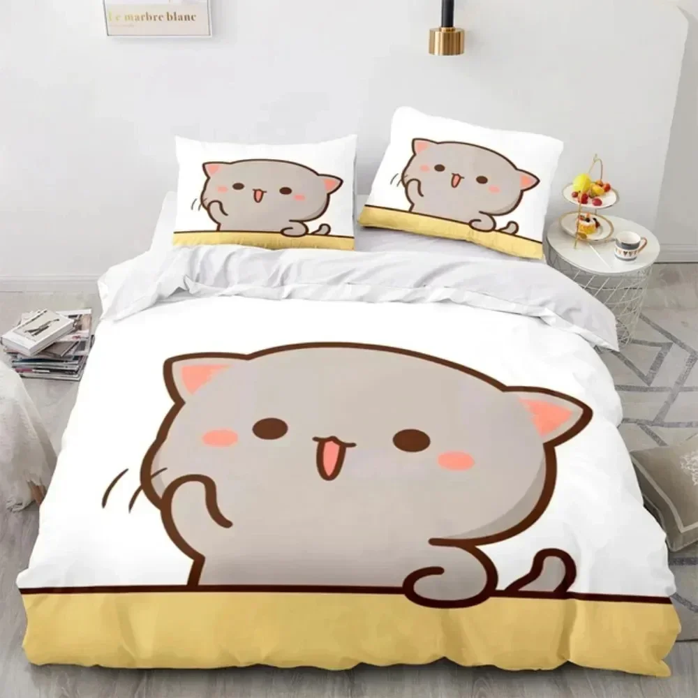 3D 만화 귀여운 복숭아 고양이 프린트 침구 세트 이불 - Linen Duvet Cover 리뷰 및 가격