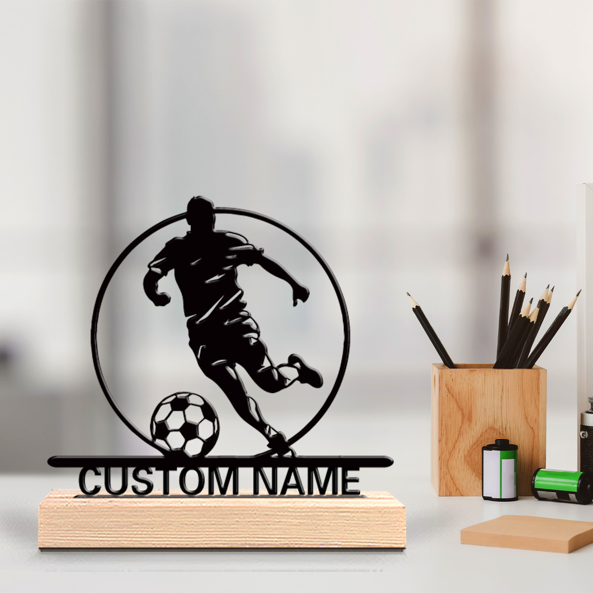 맞춤형 축구 선수 금속 조각상 (이름 포함), 나무 받 - Personalized Engraved Gift 리뷰 및 가격