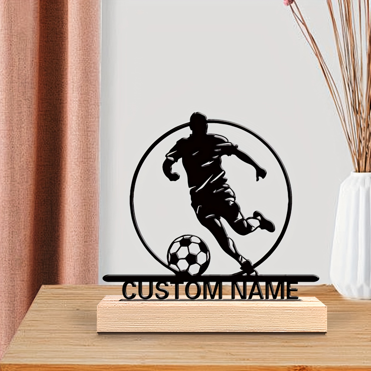 맞춤형 축구 선수 금속 조각상 (이름 포함), 나무 받 - Personalized Engraved Gift 리뷰 및 가격