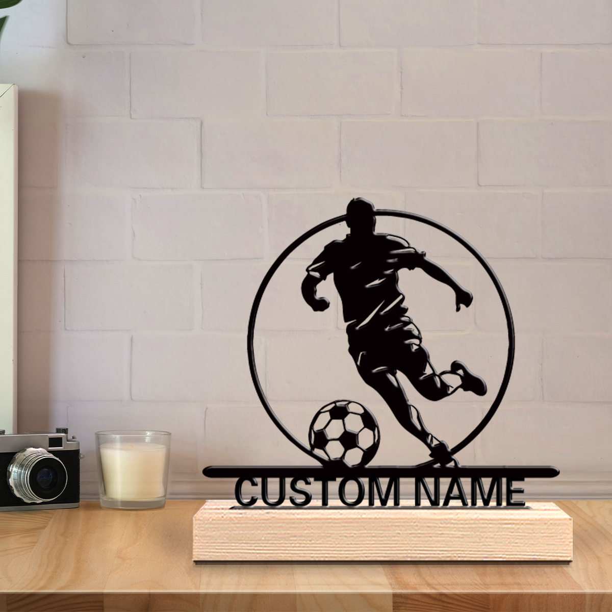 맞춤형 축구 선수 금속 조각상 (이름 포함), 나무 받 - Personalized Engraved Gift 리뷰 및 가격