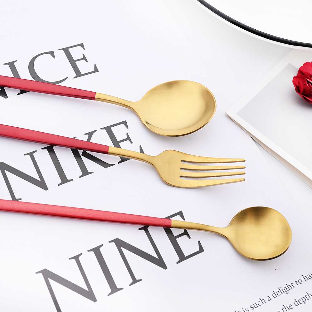 Drmfiy 블랙 핸들 골드 커피 식기 세트 8/16/ - Gold Plated Cutlery 리뷰 및 가격