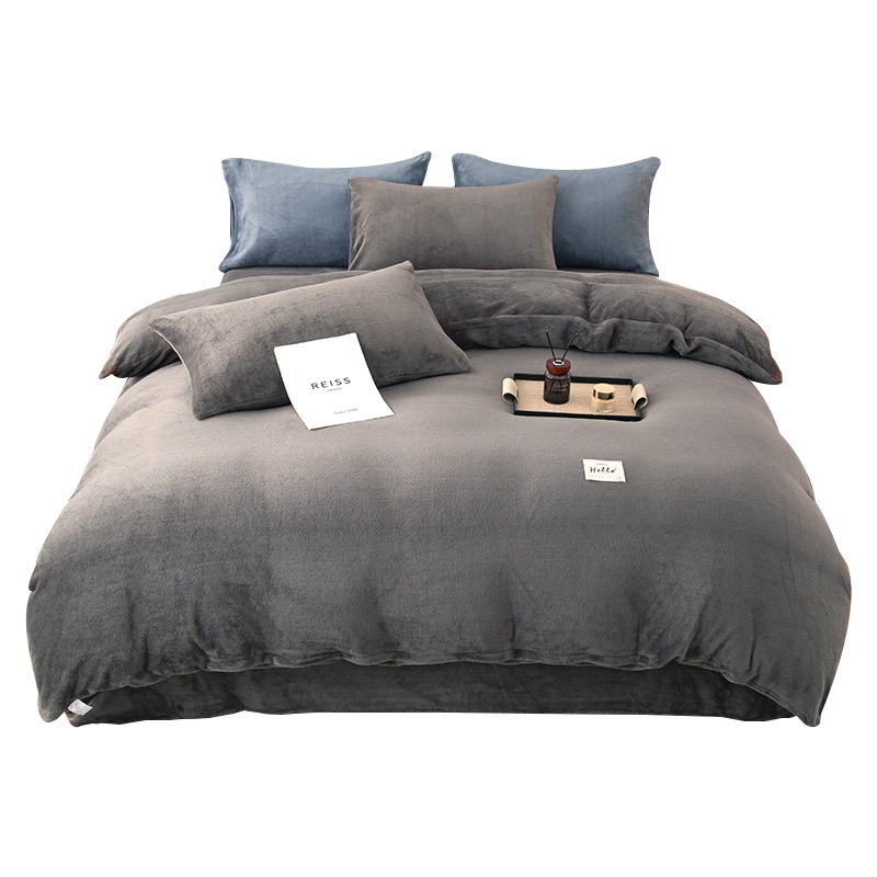 두꺼운 밀크 벨벳 4피스 침구 세트 양면 코랄 플리스  - Linen Duvet Cover 리뷰 및 가격
