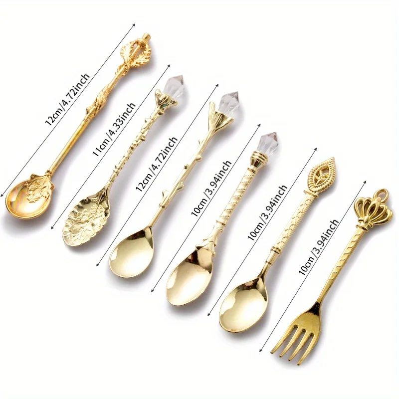 6pcs 빈티지 숟가락 포크 로얄 스타일 골드 새겨진  - Gold Plated Cutlery 리뷰 및 가격