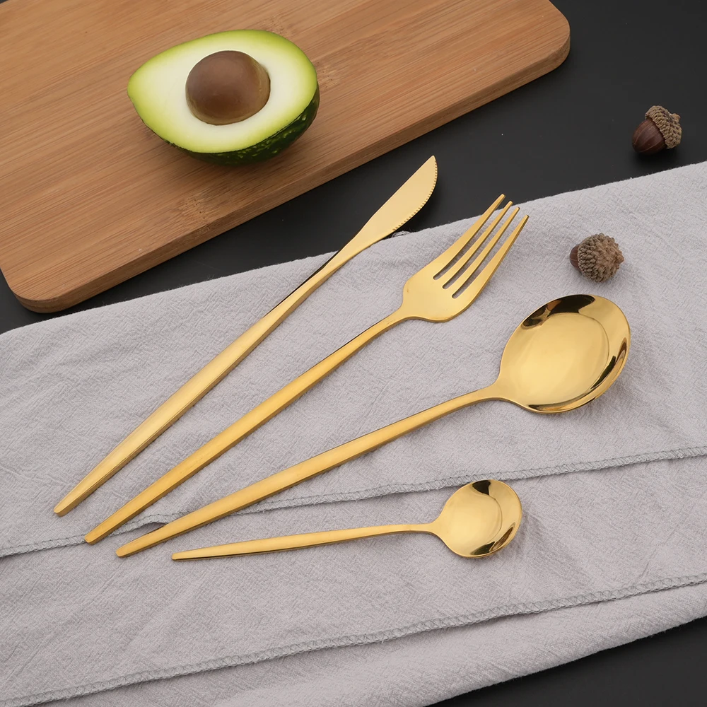 16Pcs 그린 골드 식기류 스테인레스 스틸 칼 붙이  - Gold Plated Cutlery 리뷰 및 가격