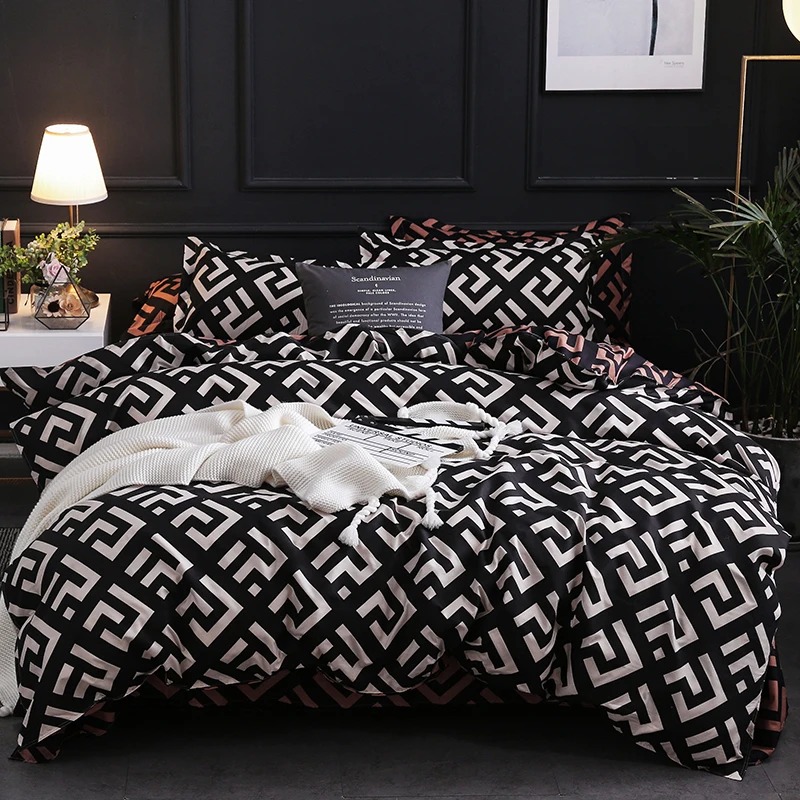 럭셔리 블랙 침구 이불 세트, 베개 케이스 포함, 싱글 - Linen Duvet Cover 리뷰 및 가격
