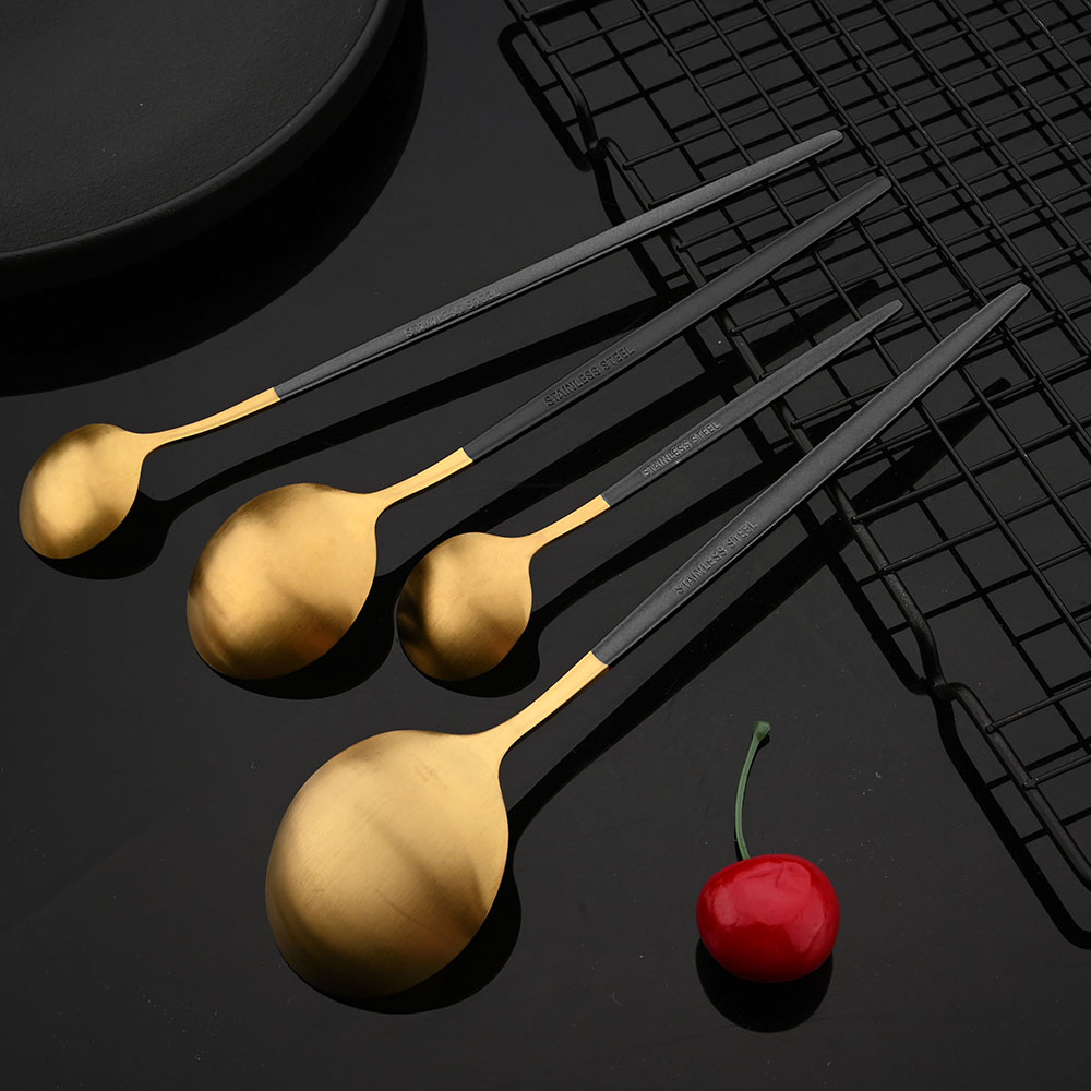 스테인리스 스틸 블랙 골드 식기 커트레이 세트, 디너  - Gold Plated Cutlery 리뷰 및 가격
