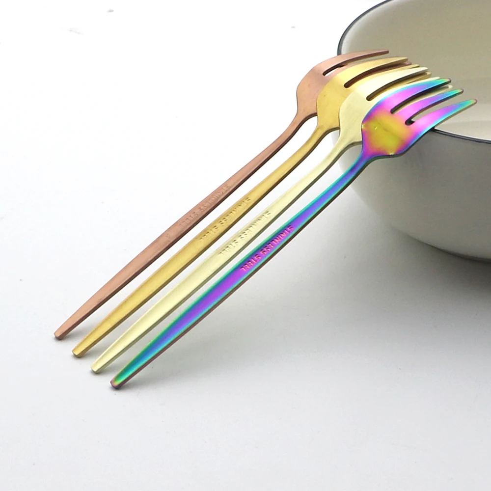 6Pcs 스테인레스 스틸 매트 케이크 과일 포크 Fla - Gold Plated Cutlery 리뷰 및 가격