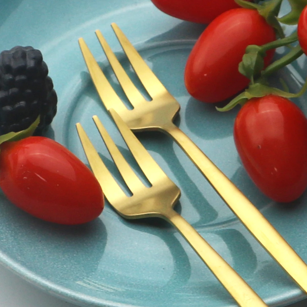 6Pcs 스테인레스 스틸 매트 케이크 과일 포크 Fla - Gold Plated Cutlery 리뷰 및 가격