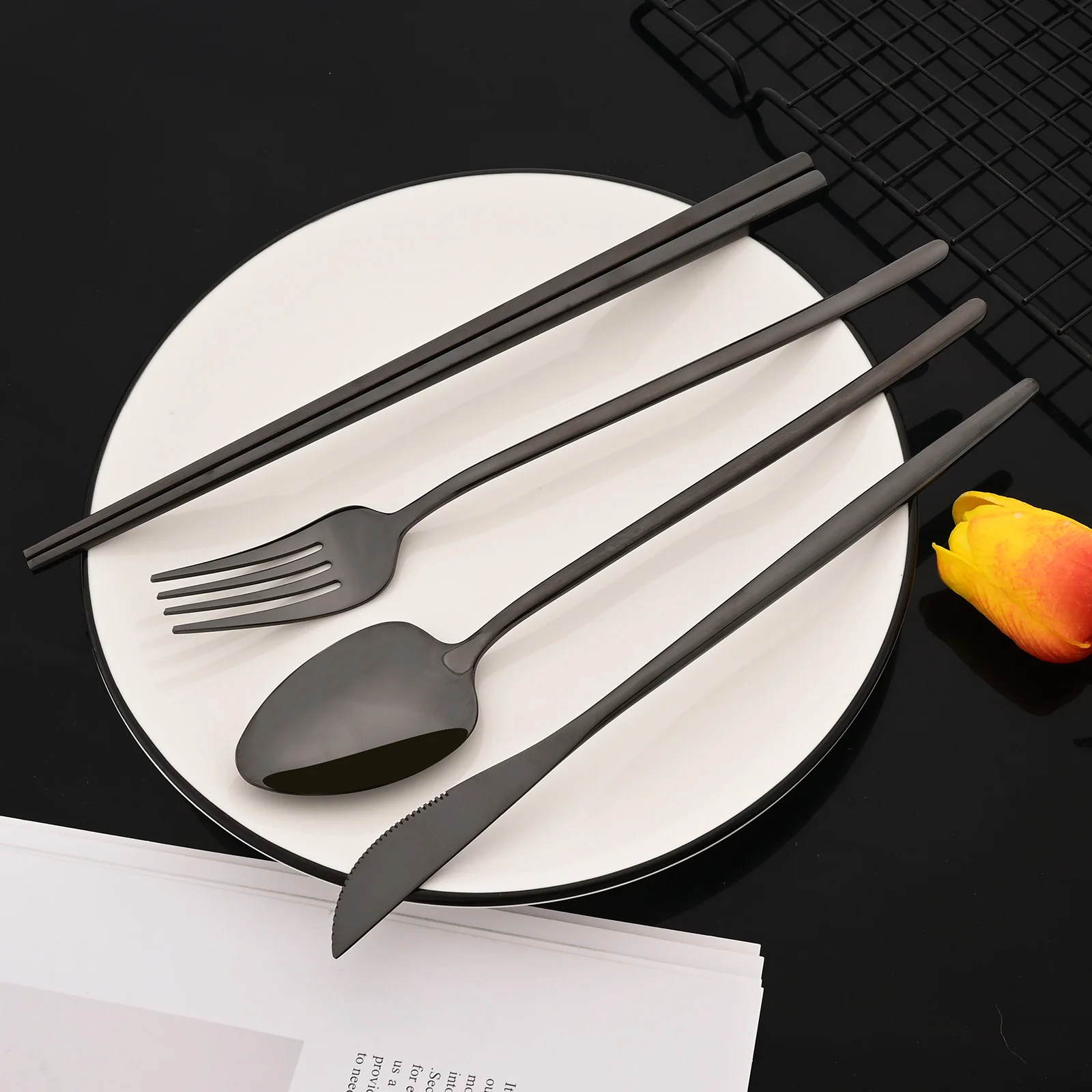 한국어 8Pcs 식기 세트 고품질 스테인레스 스틸 디너 - Gold Plated Cutlery 리뷰 및 가격